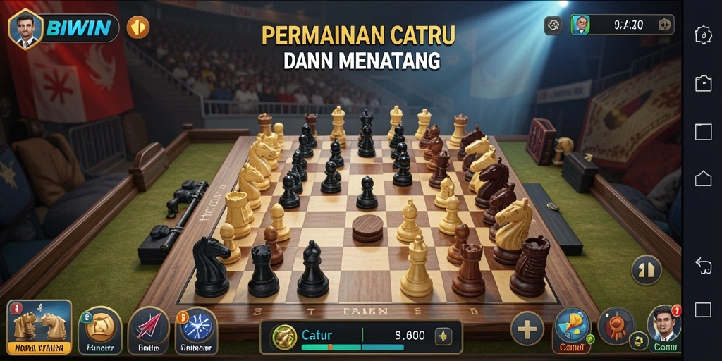 Tampilan antarmuka permainan Catur BIWIN yang menarik dan interaktif.