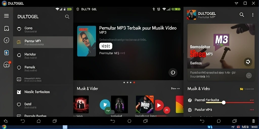 Screenshot antarmuka DULTOGEL saat memutar lagu.