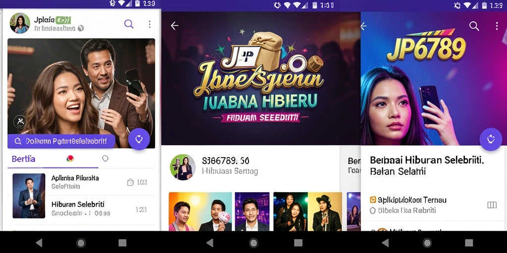 Tampilan antarmuka aplikasi JP6789 dengan berita selebriti terbaru.