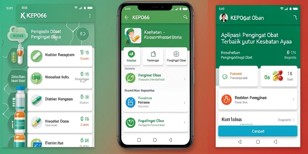 Tampilan antarmuka KEPO66 dengan pengingat obat yang jelas.