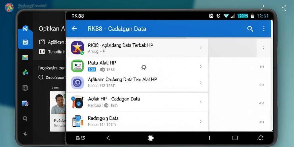 Antarmuka user-friendly aplikasi RK88 untuk cadangan data.